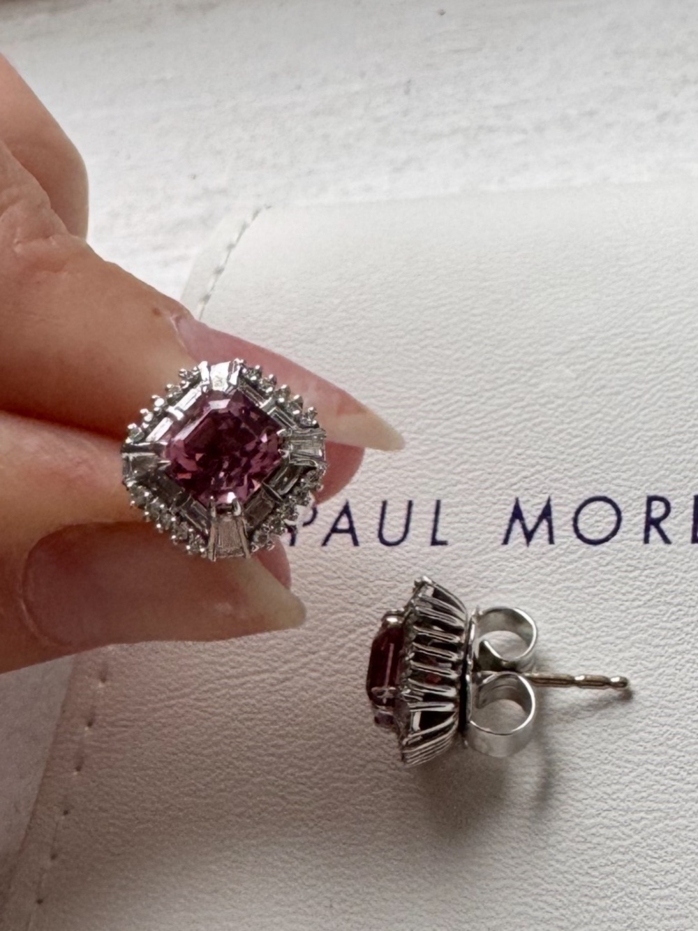Paul Morelli Pink Spinel and Diamond Stud Earrings in 18K White Gold